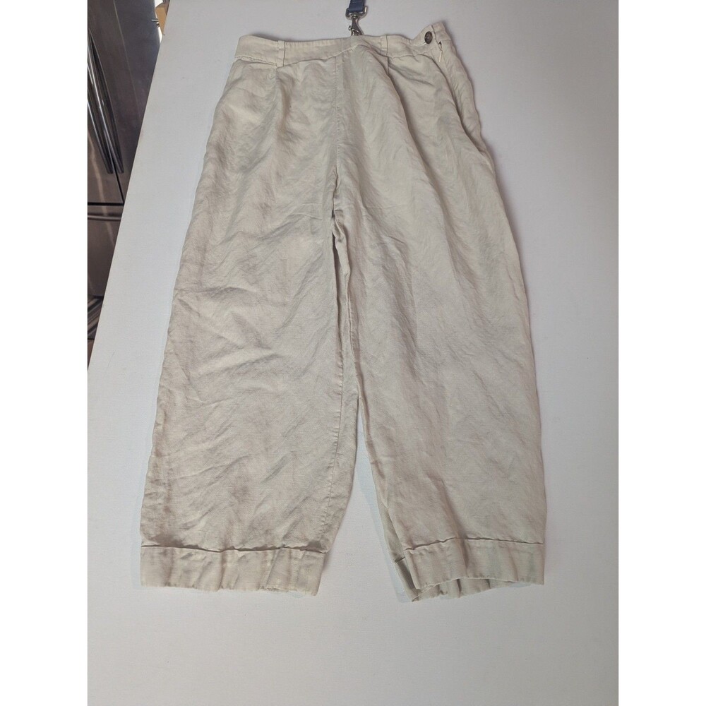 Lauren Ralph Lauren Linen Pants Womens 6 Cream Wide Leg Trousers Resortwear